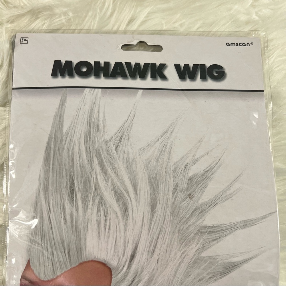 White Mohawk Wig NEW Halloween costume punk rocker - Picture 3 of 7
